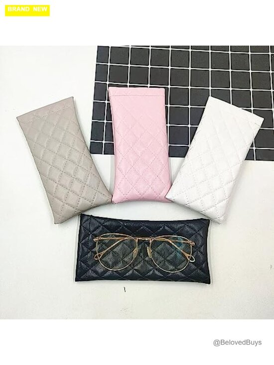 8 Pack Squeeze Top Sunglass Pouch - PU Leather Eyeglass Holder with Cleaning main image 4
